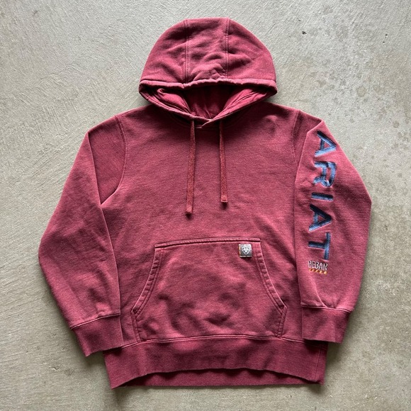 Ariat Tops - Ariat Rebar Graphic Hood Sweatshirt Women's Medium Red Hoodie Workwear